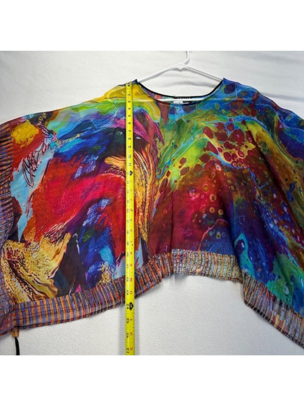 Dilemma New York Art to Wear Silk Poncho Rainbow Colorful Womens O/S Tassels - Picture 8 of 9